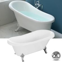 HD Legend antik króm oroszlánlábas térben álló akril kád, 170x75x80 cm