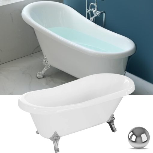 HD Legend antik króm oroszlánlábas térben álló akril kád, 170x75x80 cm