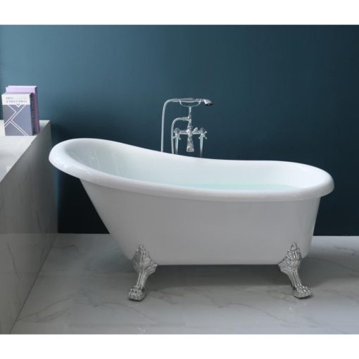 HD Legend antik króm oroszlánlábas térben álló akril kád, 170x75x80 cm