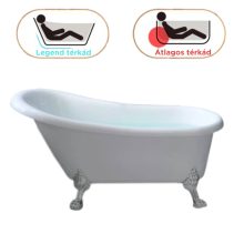 HD Legend antik króm oroszlánlábas térben álló akril kád, 170x75x80 cm