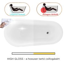 HD Legend antik króm oroszlánlábas térben álló akril kád, 170x75x80 cm