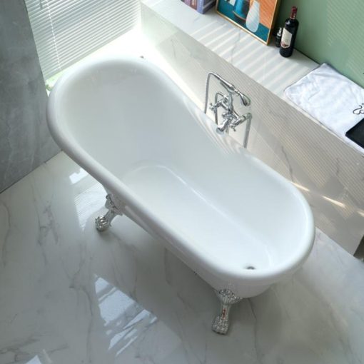 HD Legend antik króm oroszlánlábas térben álló akril kád, 170x75x80 cm