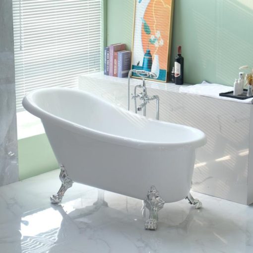 HD Legend antik króm oroszlánlábas térben álló akril kád, 170x75x80 cm