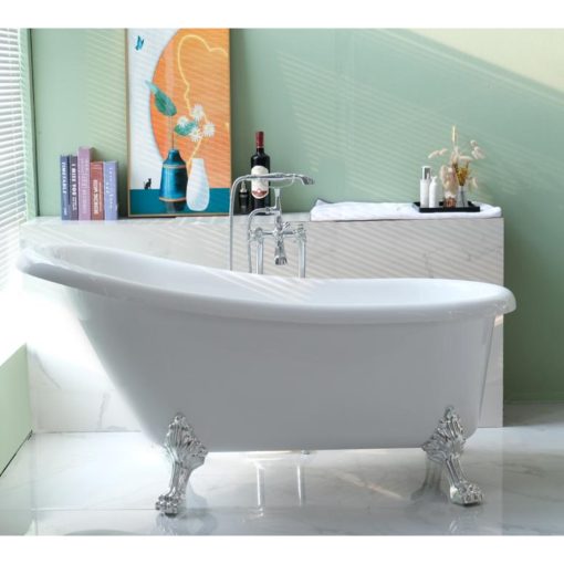 HD Legend antik króm oroszlánlábas térben álló akril kád, 170x75x80 cm