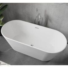 HD Bali ovális térben álló akril kád fényes króm túlfolyóval és click-clack leeresztővel, 160x75x58 cm