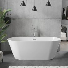 HD Bali ovális térben álló akril kád fényes króm túlfolyóval és click-clack leeresztővel, 160x75x58 cm