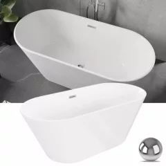   HD Bali ovális térben álló akril kád fényes króm túlfolyóval és click-clack leeresztővel, 170x75x58 cm