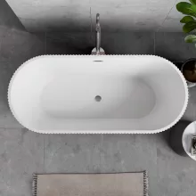 HD Pompei White ovális térben álló akril kád fényes króm túlfolyóval és click-clack leeresztővel, 160x75x58 cm
