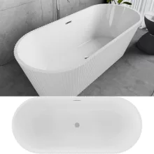 HD Pompei White ovális térben álló akril kád fényes króm túlfolyóval és click-clack leeresztővel, 170x75x58 cm