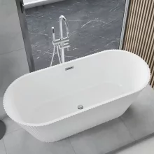 HD Pompei White ovális térben álló akril kád fényes króm túlfolyóval és click-clack leeresztővel, 170x75x58 cm
