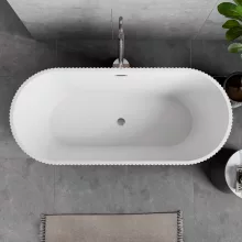 HD Pompei Black ovális térben álló akril kád fényes króm túlfolyóval és click-clack leeresztővel, 160x75x58 cm