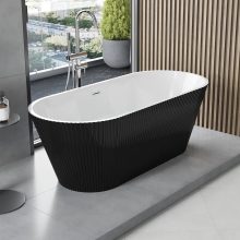 HD Pompei Black ovális térben álló akril kád fényes króm túlfolyóval és click-clack leeresztővel, 170x75x58 cm