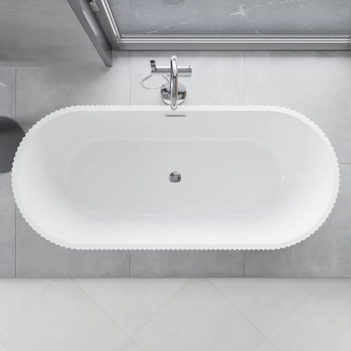 HD Pompei Black ovális térben álló akril kád fényes króm túlfolyóval és click-clack leeresztővel, 170x75x58 cm