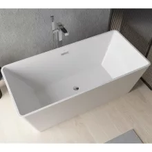 HD Luxor szögletes térben álló akril kád fényes króm túlfolyóval és click-clack leeresztővel, 150x75x58 cm