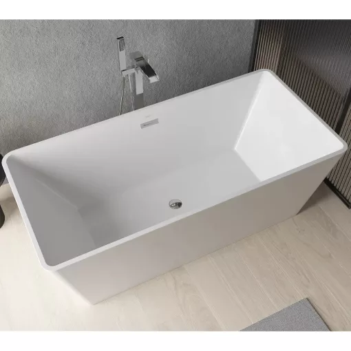 HD Luxor szögletes térben álló akril kád fényes króm túlfolyóval és click-clack leeresztővel, 150x75x58 cm