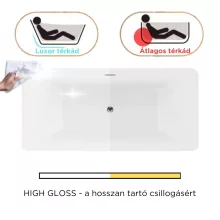 HD Luxor szögletes térben álló akril kád fényes króm túlfolyóval és click-clack leeresztővel, 150x75x58 cm