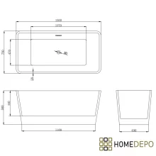 HD Luxor szögletes térben álló akril kád fényes króm túlfolyóval és click-clack leeresztővel, 150x75x58 cm