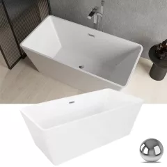   HD Luxor szögletes térben álló akril kád fényes króm túlfolyóval és click-clack leeresztővel, 170x75x58 cm