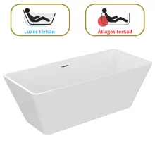 HD Luxor szögletes térben álló akril kád fényes króm túlfolyóval és click-clack leeresztővel, 170x75x58 cm