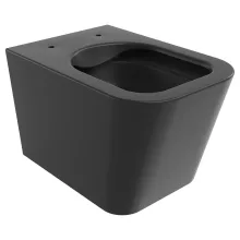 HD River Glossy Black perem nélküli mély öblítésű szögletes fényes fekete fali WC slim tető nélkül