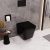   HD River Glossy Black perem nélküli mély öblítésű szögletes fényes fekete fali WC tetővel