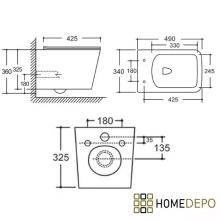 HD River Glossy Black perem nélküli mély öblítésű szögletes fényes fekete fali WC tetővel
