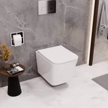 HD River Glossy White perem nélküli mély öblítésű szögletes fali WC tető nélkül