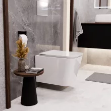 HD River Glossy White perem nélküli mély öblítésű szögletes fali WC tető nélkül
