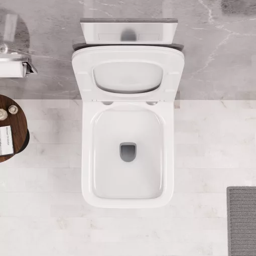 HD River Glossy White perem nélküli mély öblítésű szögletes fali WC tető nélkül