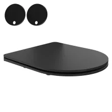 HD Lea Matt Black perem nélküli mély öblítésű íves fali WC slim "P" tetővel és matt fekete zsanérral