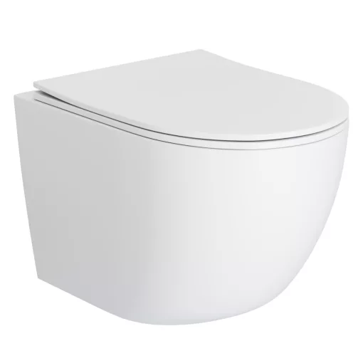 HD Lea Glossy White perem nélküli mély öblítésű íves fali WC tető nélkül