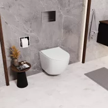 HD Lea Glossy White perem nélküli mély öblítésű íves fali WC tető nélkül