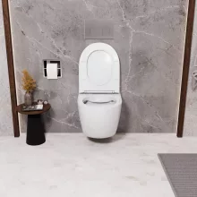 HD Lea Glossy White perem nélküli mély öblítésű íves fali WC tető nélkül