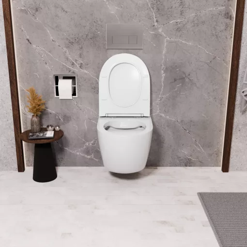 HD Lea Glossy White perem nélküli mély öblítésű íves fali WC tető nélkül