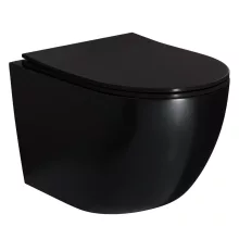 HD Lea Glossy Black perem nélküli mély öblítésű fényes fekete fali WC tető nélkül