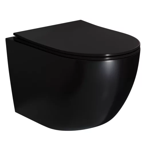 HD Lea Glossy Black perem nélküli mély öblítésű fényes fekete fali WC tető nélkül