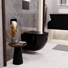 HD Lea Glossy Black perem nélküli mély öblítésű fényes fekete fali WC tető nélkül