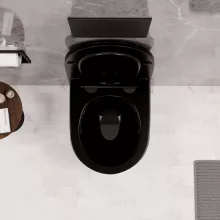 HD Lea Glossy Black perem nélküli mély öblítésű fényes fekete fali WC tető nélkül