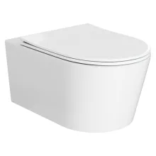 HD Noa Glossy White perem nélküli mély öblítésű ovális fali WC tető nélkül