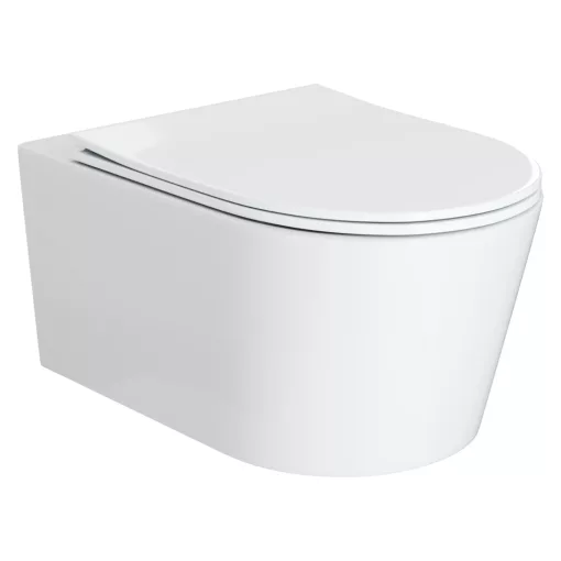 HD Noa Glossy White perem nélküli mély öblítésű ovális fali WC tető nélkül
