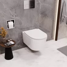 HD Noa Glossy White perem nélküli mély öblítésű ovális fali WC tető nélkül