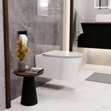 HD Noa Glossy White perem nélküli mély öblítésű ovális fali WC tető nélkül