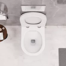 HD Noa Glossy White perem nélküli mély öblítésű ovális fali WC tető nélkül