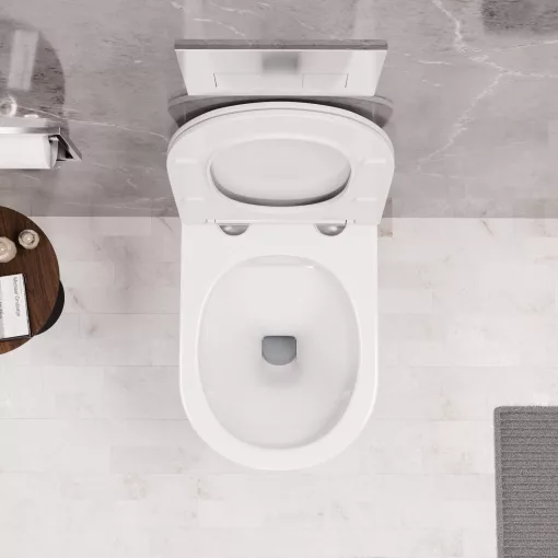 HD Noa Glossy White perem nélküli mély öblítésű ovális fali WC tető nélkül