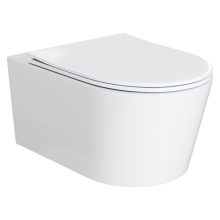 HD Noa Glossy White perem nélküli mély öblítésű íves fali WC slim "P" tetővel és fényes króm zsanérral