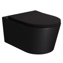 HD Noa Matt Black perem nélküli mély öblítésű matt fekete fali WC tető nélkül