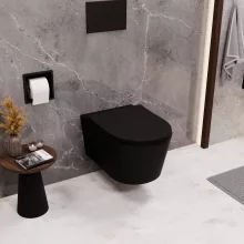 HD Noa Matt Black perem nélküli mély öblítésű matt fekete fali WC tető nélkül