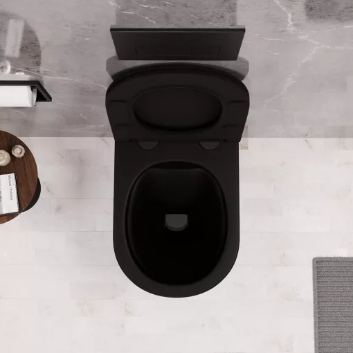 HD Noa Matt Black perem nélküli mély öblítésű matt fekete fali WC tető nélkül