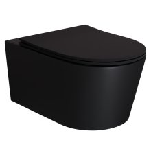 HD Noa Matt Black perem nélküli mély öblítésű íves fali WC slim "P" tetővel és matt fekete zsanérral