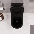 HD Noa Matt Black perem nélküli mély öblítésű íves fali WC slim "P" tetővel és matt fekete zsanérral